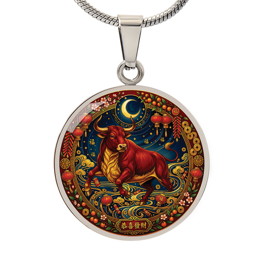 Year of The Ox Necklace - Chinese Zodiac Animal Charm Pendant Jewelry