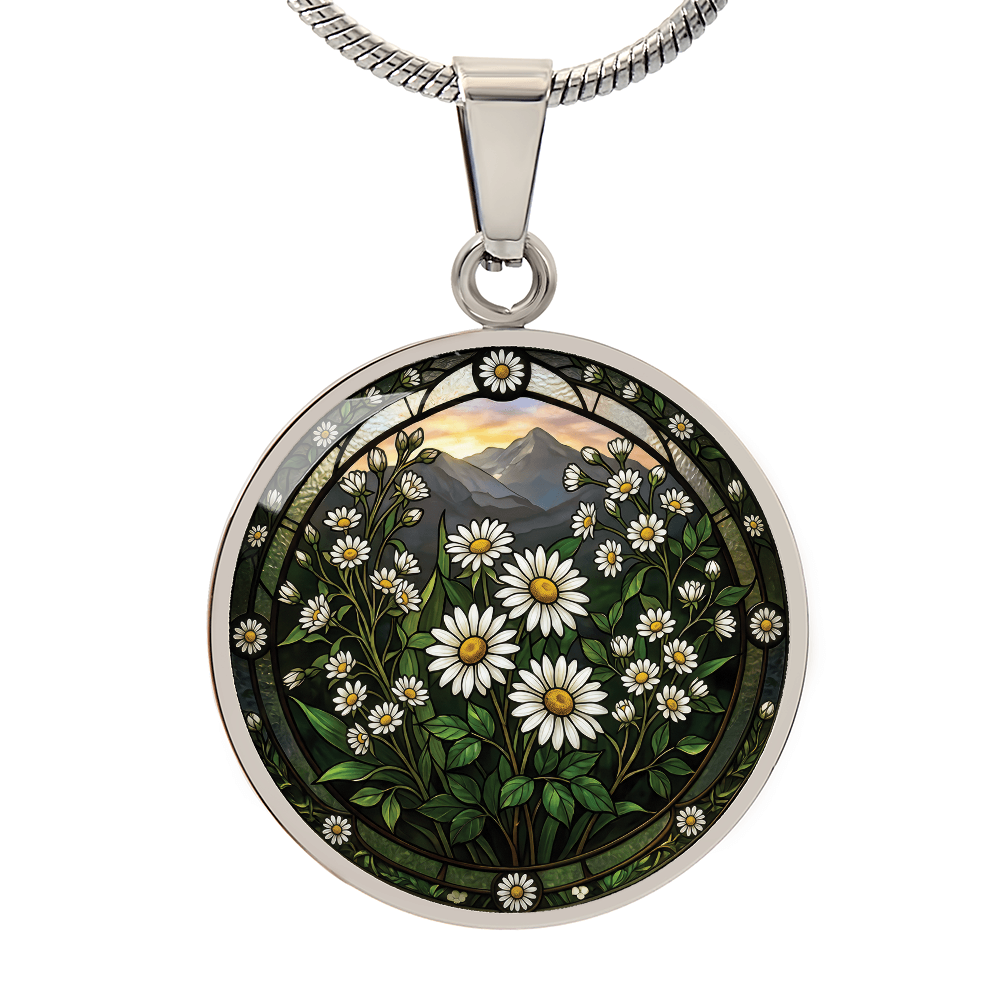 White Daisy Necklace - April Birth Flower Pendant Jewelry