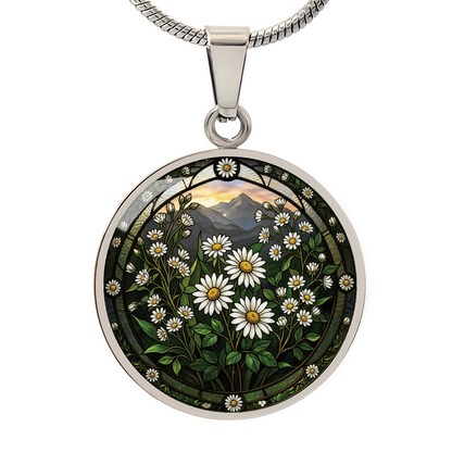 White Daisy Necklace - April Birth Flower Pendant Jewelry