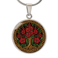 Celtic Tree of Life Pendant Necklace - Gladiolus August Birth Flower Jewelry