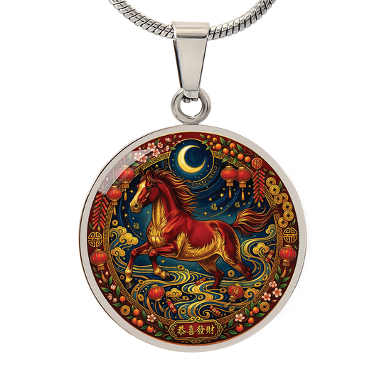 Year of The Horse Necklace - Chinese Zodiac Animal Charm Pendant Jewelry