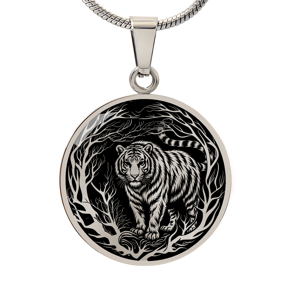 Silver Tiger Necklace - Forest Charm Pendant Jewelry