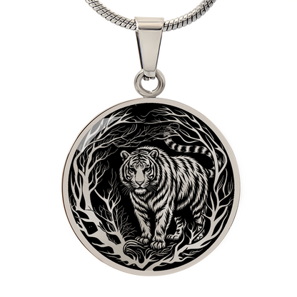 Silver Tiger Necklace - Forest Charm Pendant Jewelry