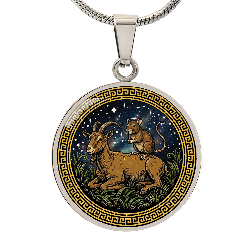 Rat & Goat Necklace - Couples Chinese Zodiac Animal Pendant Jewelry