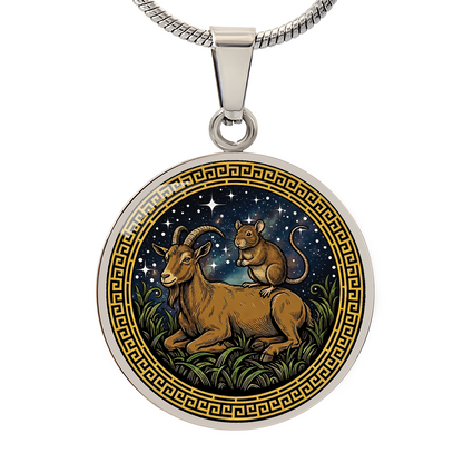Rat & Goat Necklace - Couples Chinese Zodiac Animal Pendant Jewelry