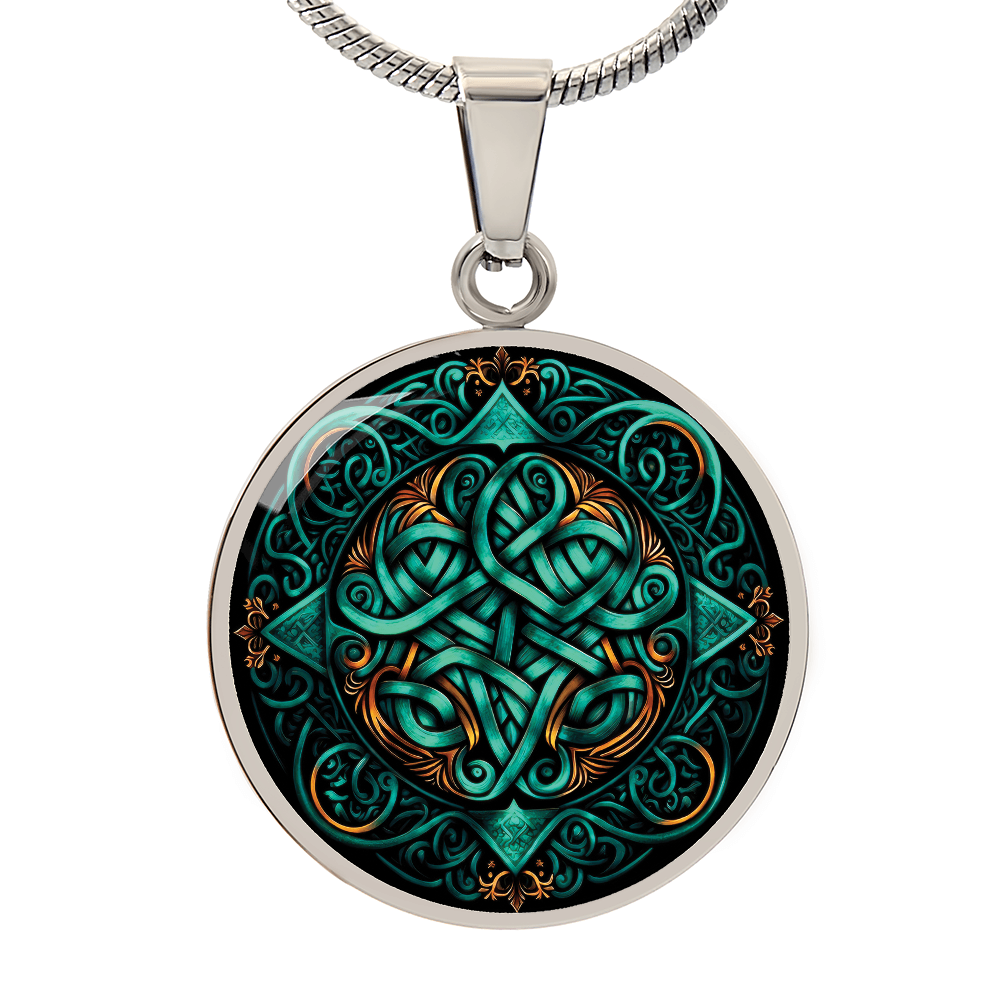 Teal Celtic Knot Necklace - Romantic Pendant Jewelry