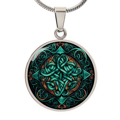 Teal Celtic Knot Necklace - Romantic Pendant Jewelry