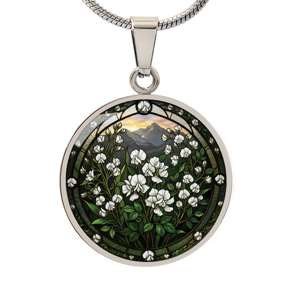 White Sweet Pea Necklace - April Birth Flower Pendant Jewelry