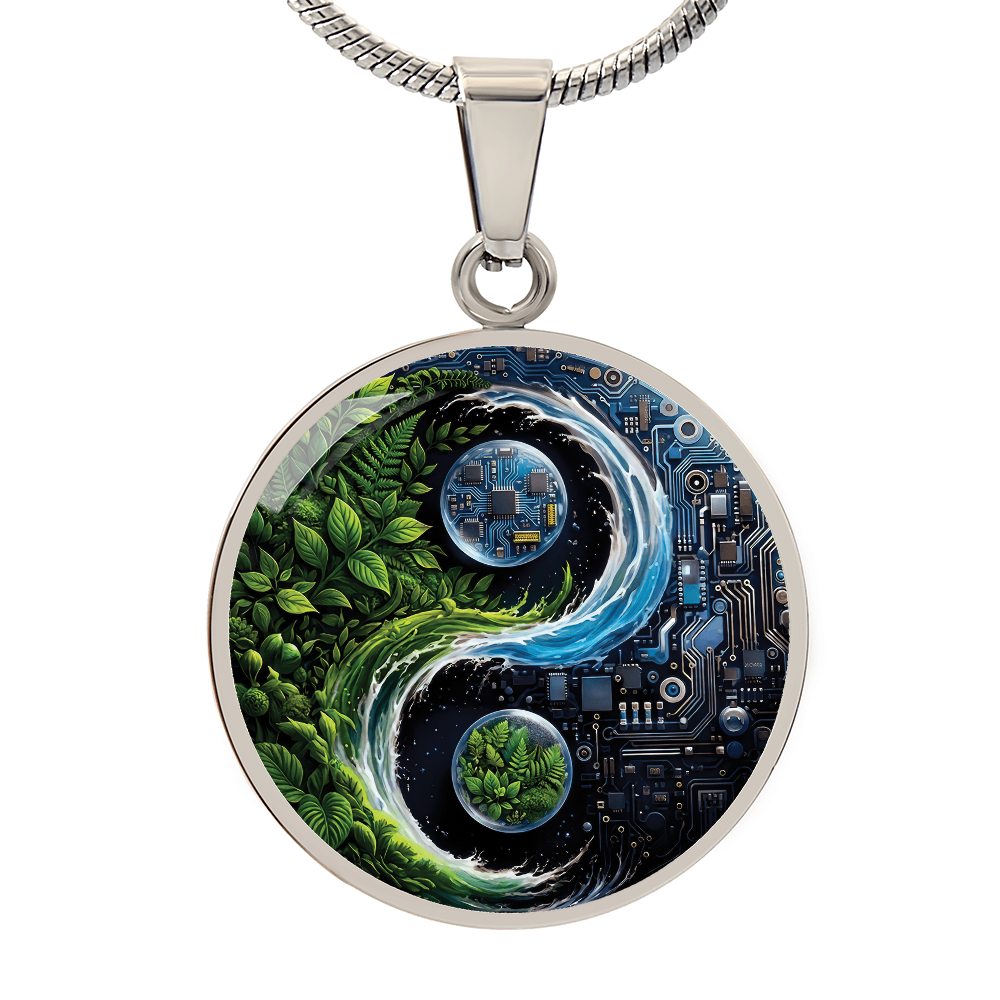 Nature & Circuit Yin Yang Pendant Necklace