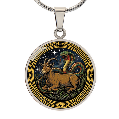 Snake & Goat Necklace - Couples Chinese Zodiac Animal Pendant Jewelry