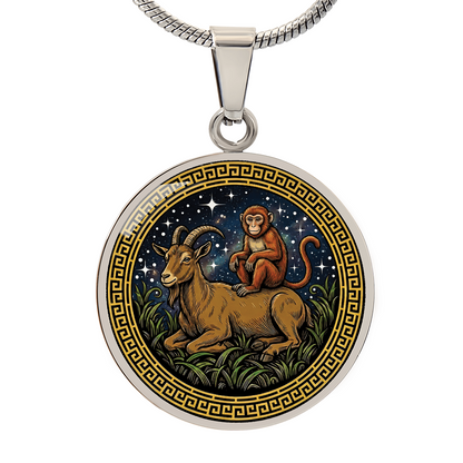 Monkey & Goat Necklace - Couples Chinese Zodiac Animal Pendant Jewelry