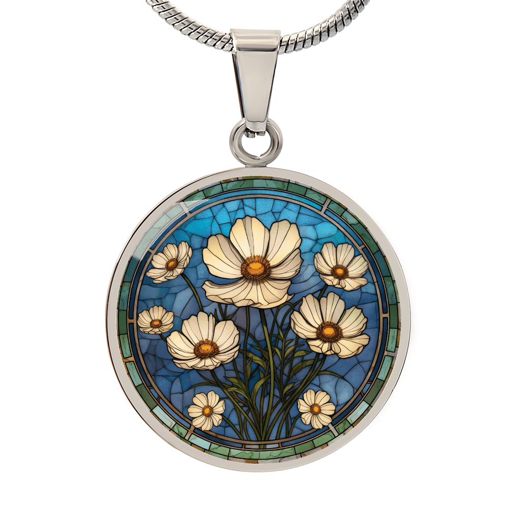 Cosmos Pendant Necklace - October Birth Flower Jewelry
