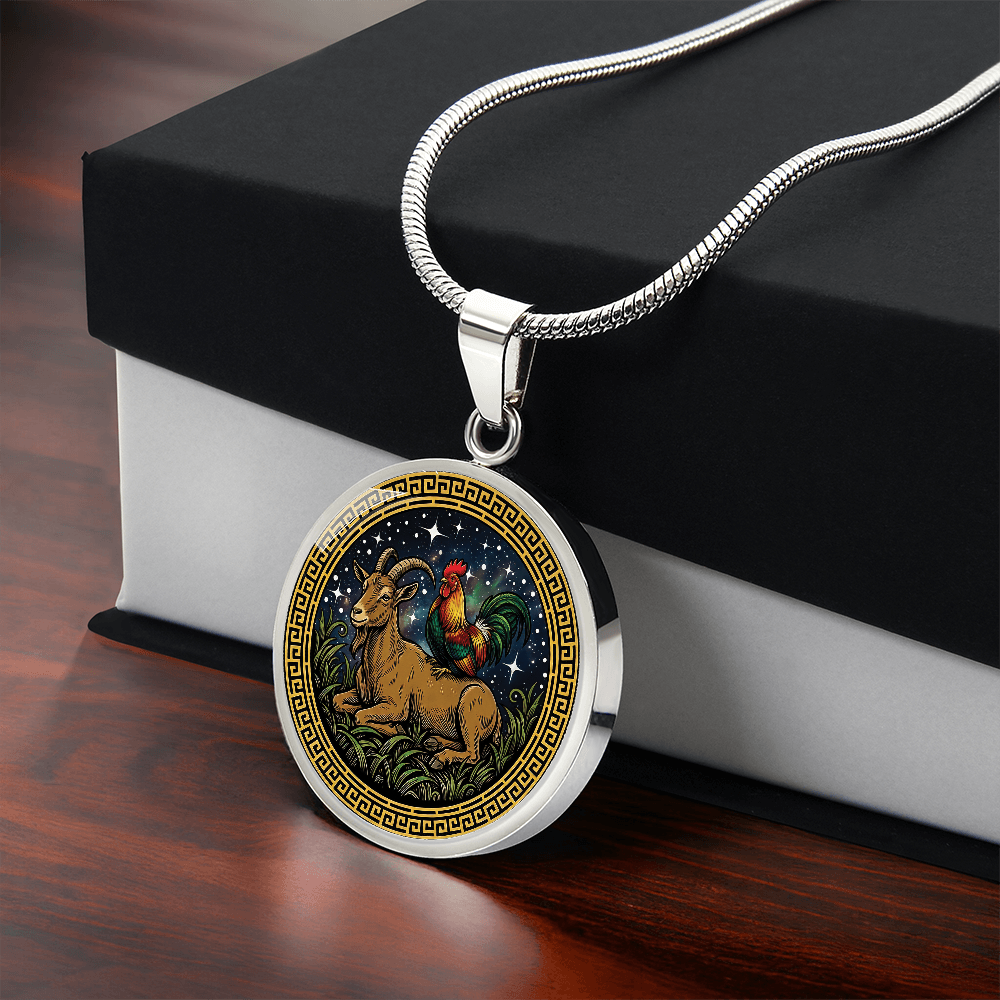 Rooster & Goat Necklace - Couples Chinese Zodiac Animal Pendant Jewelry