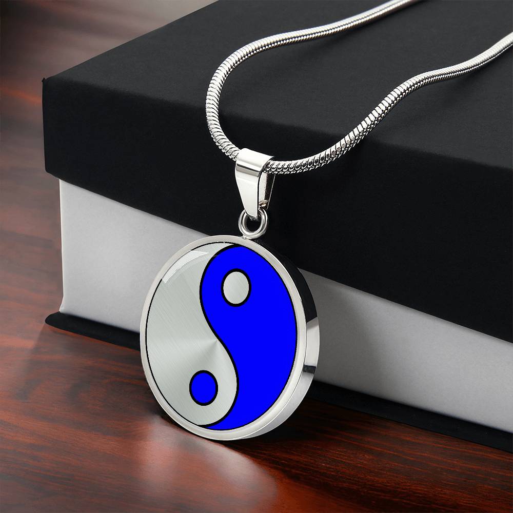 Silver Pendant Fire and Ice Yin Yang Necklace with gift box