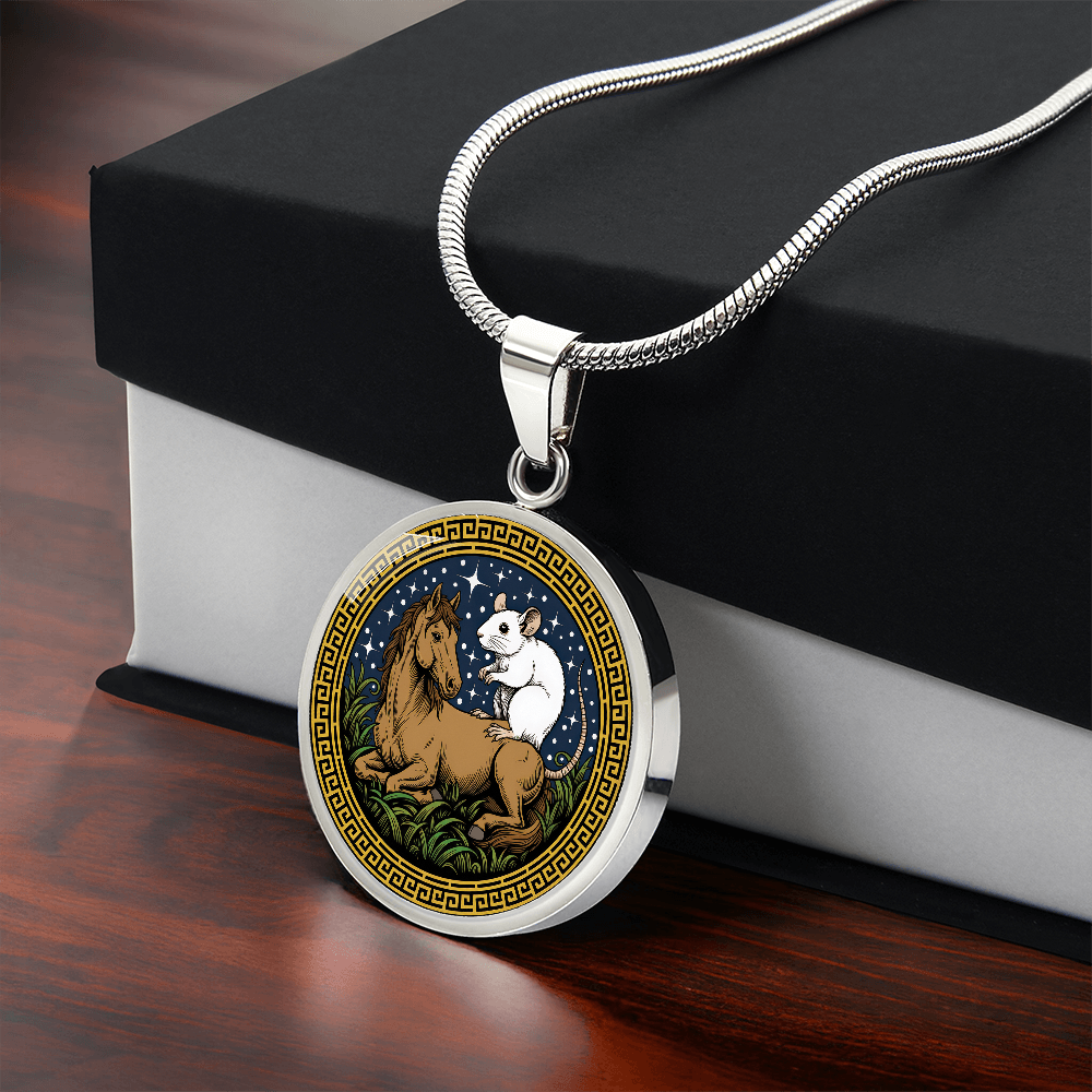 Rat and Horse Necklace - Couples Chinese Zodiac Animal Pendant Jewelry