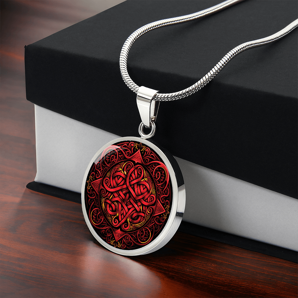 Red Celtic Knot Necklace - Romantic Pendant Jewelry