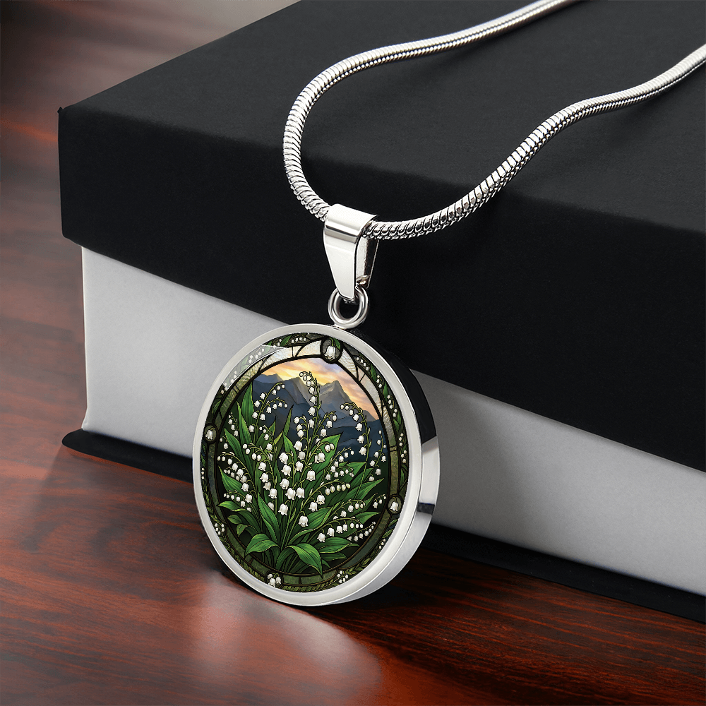 White Lily of the Valley Necklace - May Birth Flower Pendant Jewelry
