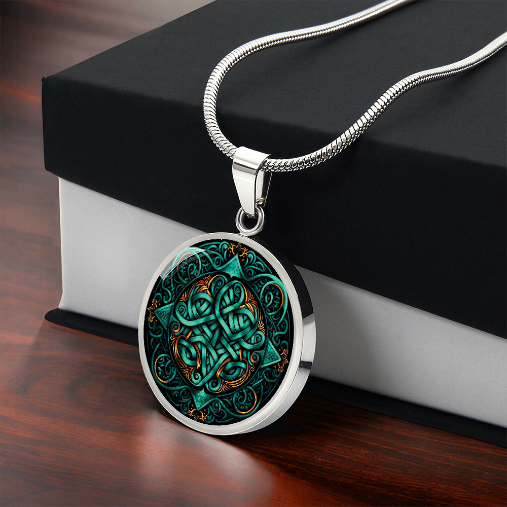 Teal Celtic Knot Necklace - Romantic Pendant Jewelry