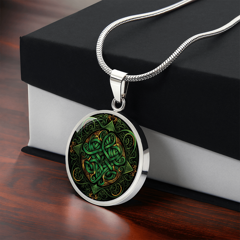 Green Celtic Knot Necklace - Romantic Pendant Jewelry