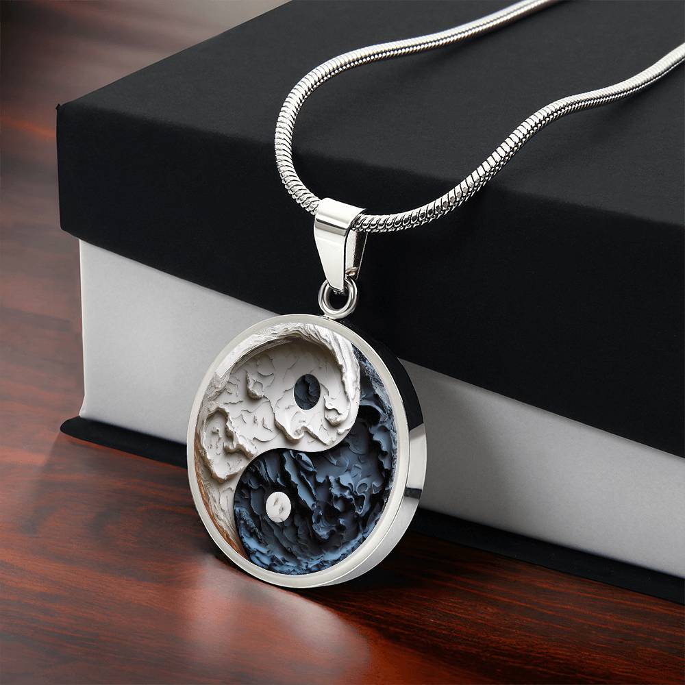 Silver Yin Yang Necklace with box