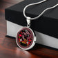 Gift box with An Elegant silver pendant featuring a Year of the Snake and Year of The Dragon Necklace in red, yellow, silver and black. This jewelry offers personalization with an engraving option for a name.