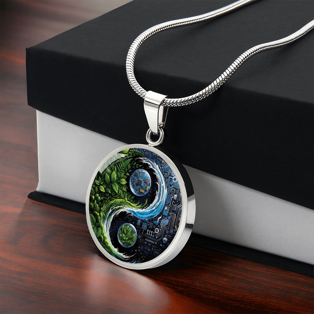 Nature & Circuit Yin Yang Pendant Necklace