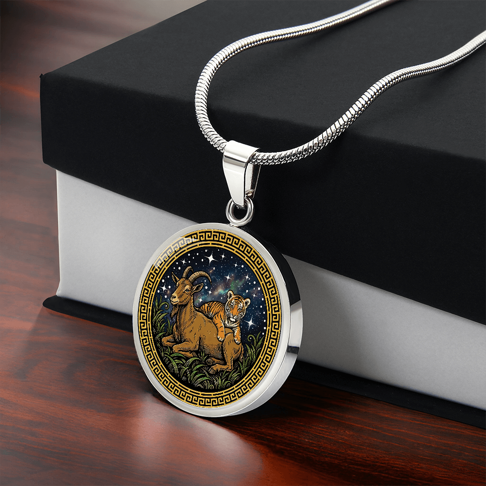Tiger & Goat Necklace - Couples Chinese Zodiac Animal Pendant Jewelry