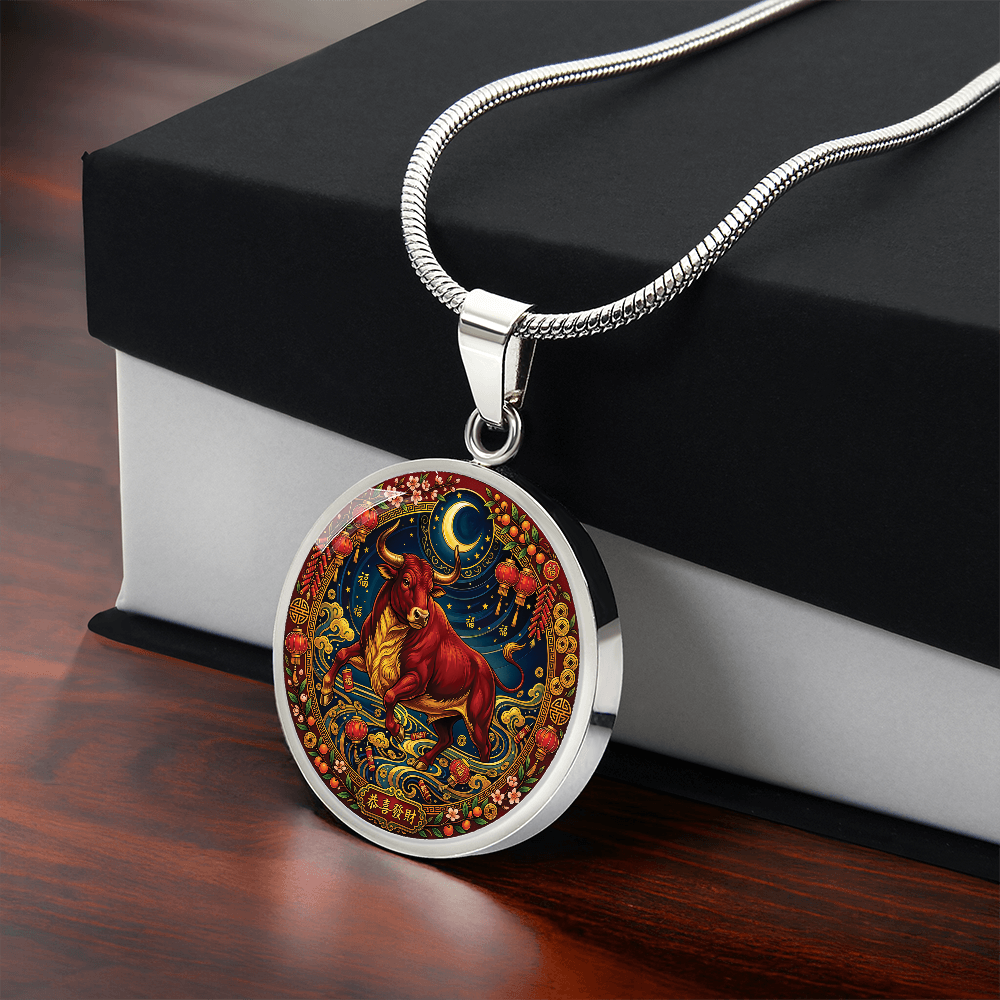 Year of The Ox Necklace - Chinese Zodiac Animal Charm Pendant Jewelry