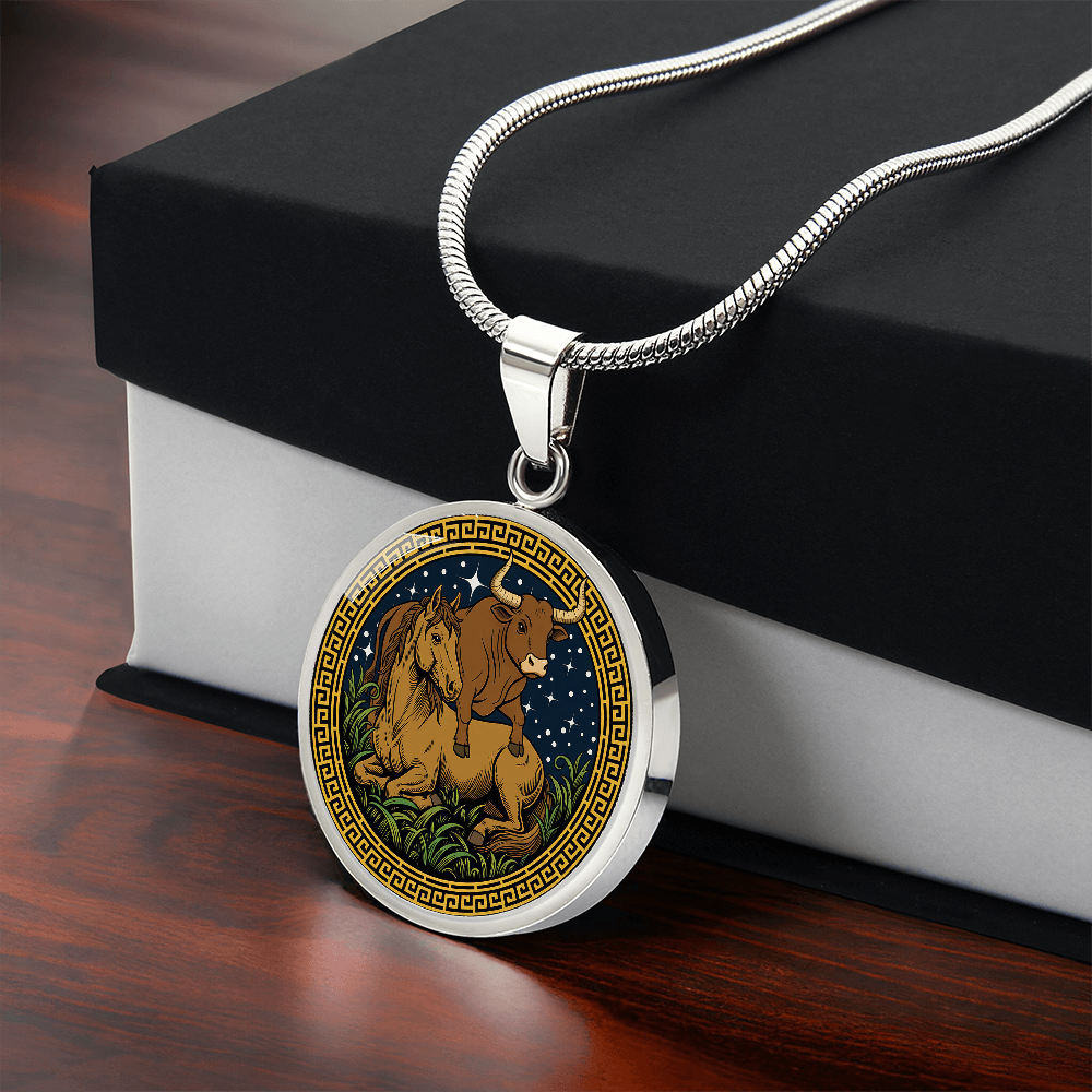 Ox and Horse Necklace - Couples Chinese Zodiac Animal Pendant Jewelry