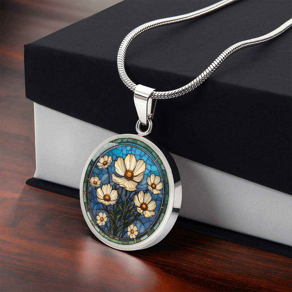 Cosmos Pendant Necklace - October Birth Flower Jewelry