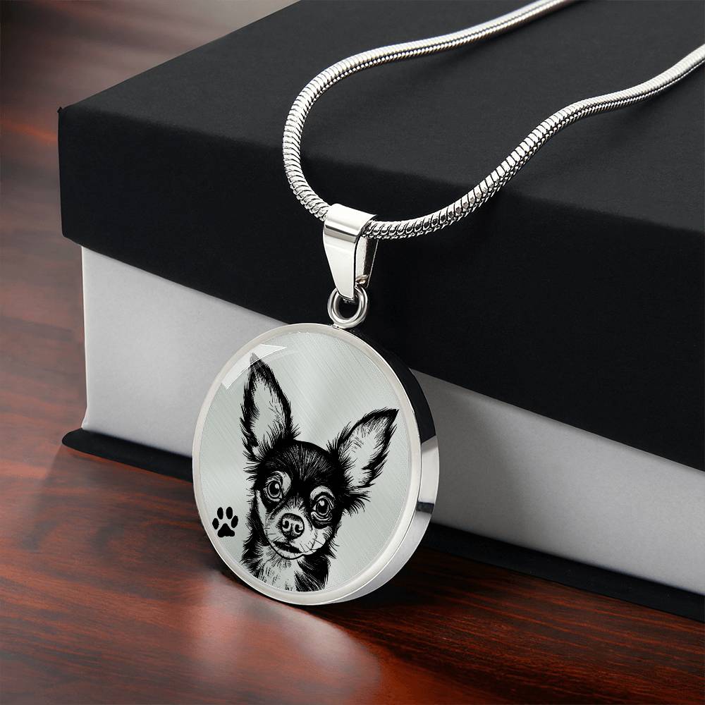 Chihuahua Dog Charm Necklace, Personalized Pet Memorial Jewelry, Animal Spirit Companion Pendant, Engraved Lunar New Year of the Dog Gift