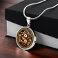 Gift box with an Elegant silver pendant Year of the Rabbit and Year of the Dragon Necklace. The colors are yellow, Red and Black . This jewelry offers personalization with an engraving option for a name.