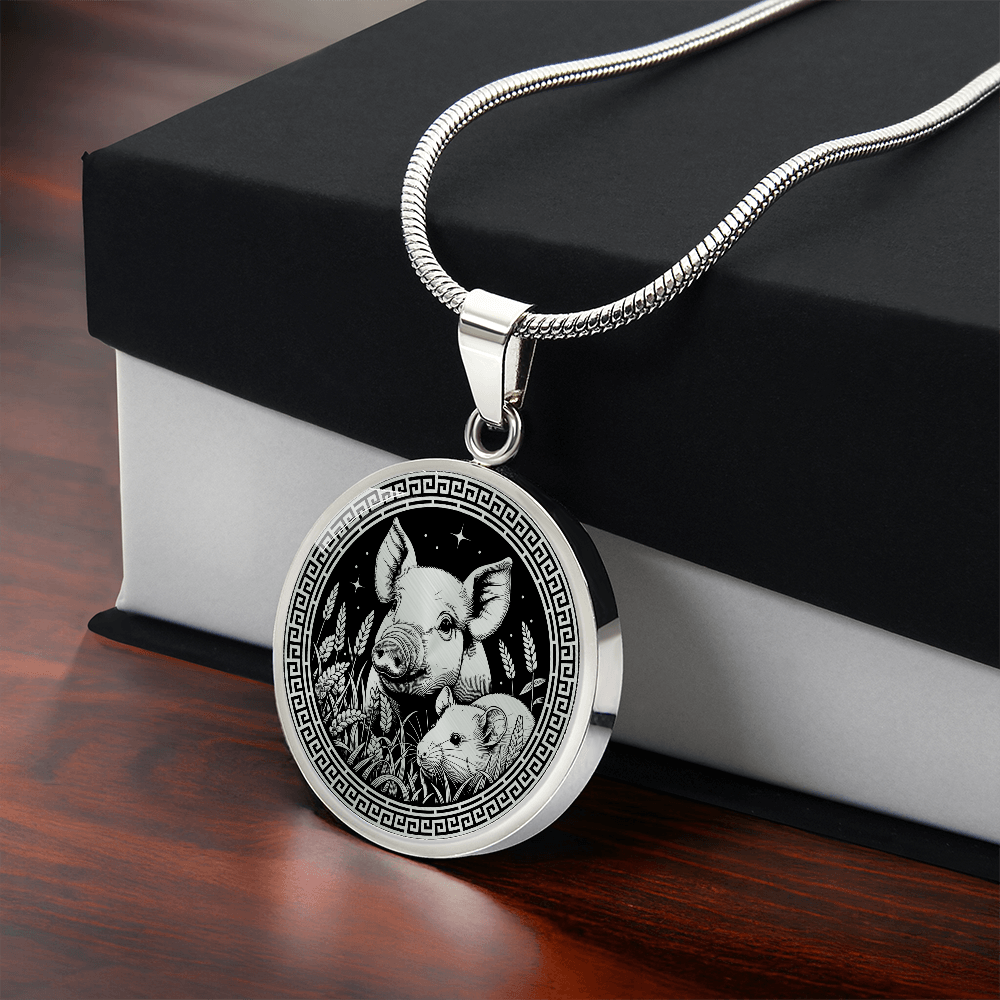 Rat & Pig Necklace - Chinese Zodiac Couples Pendant Jewelry