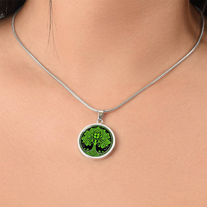 Tree of Life Necklace, Four Leaf Clover Necklace, Good Luck Charm Celtic Necklace, Shamrock Gift, Green Saint Patricks Day Celtic Jewelry