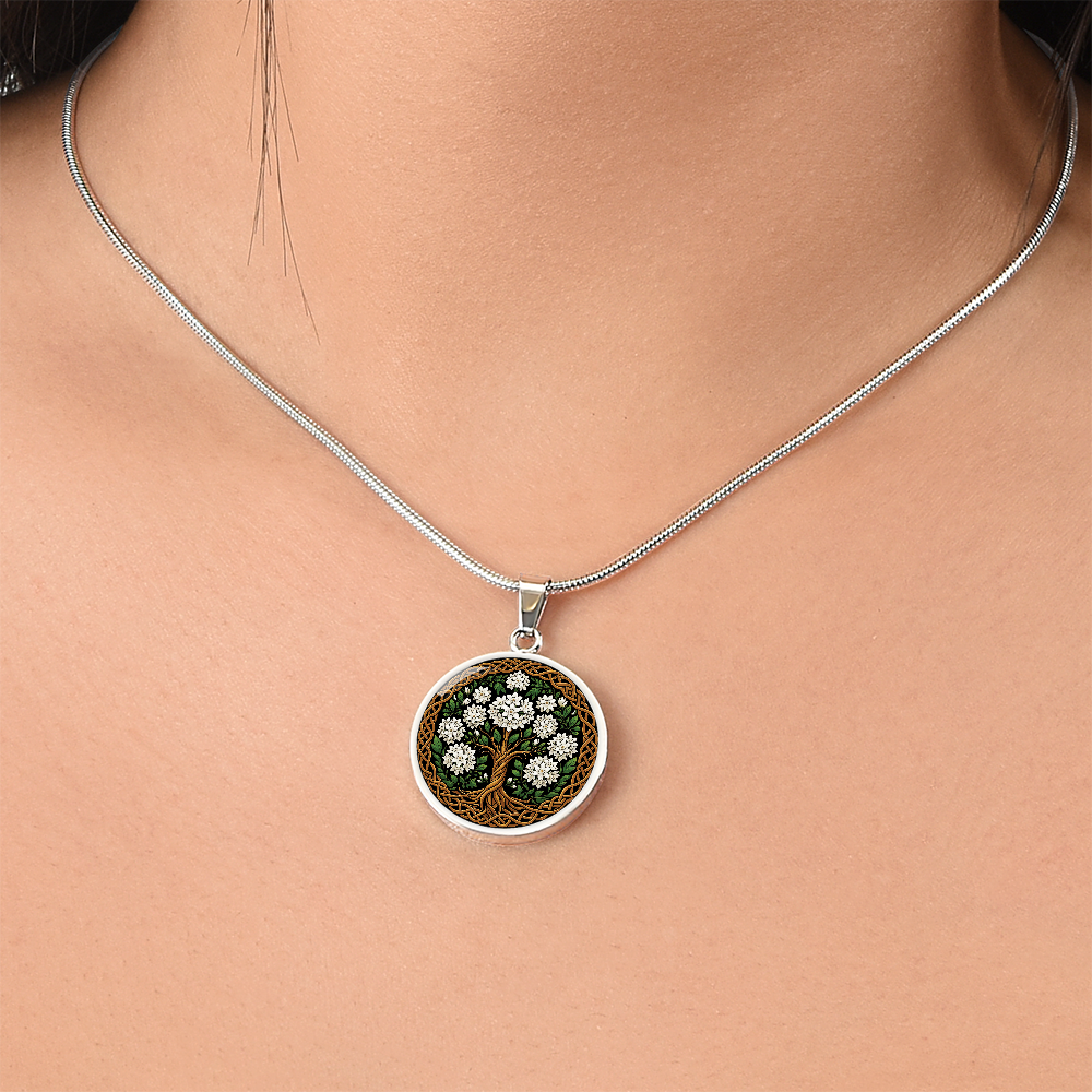 Celtic Tree of Life Pendant Necklace - Narcissus December Birth Flower Jewelry