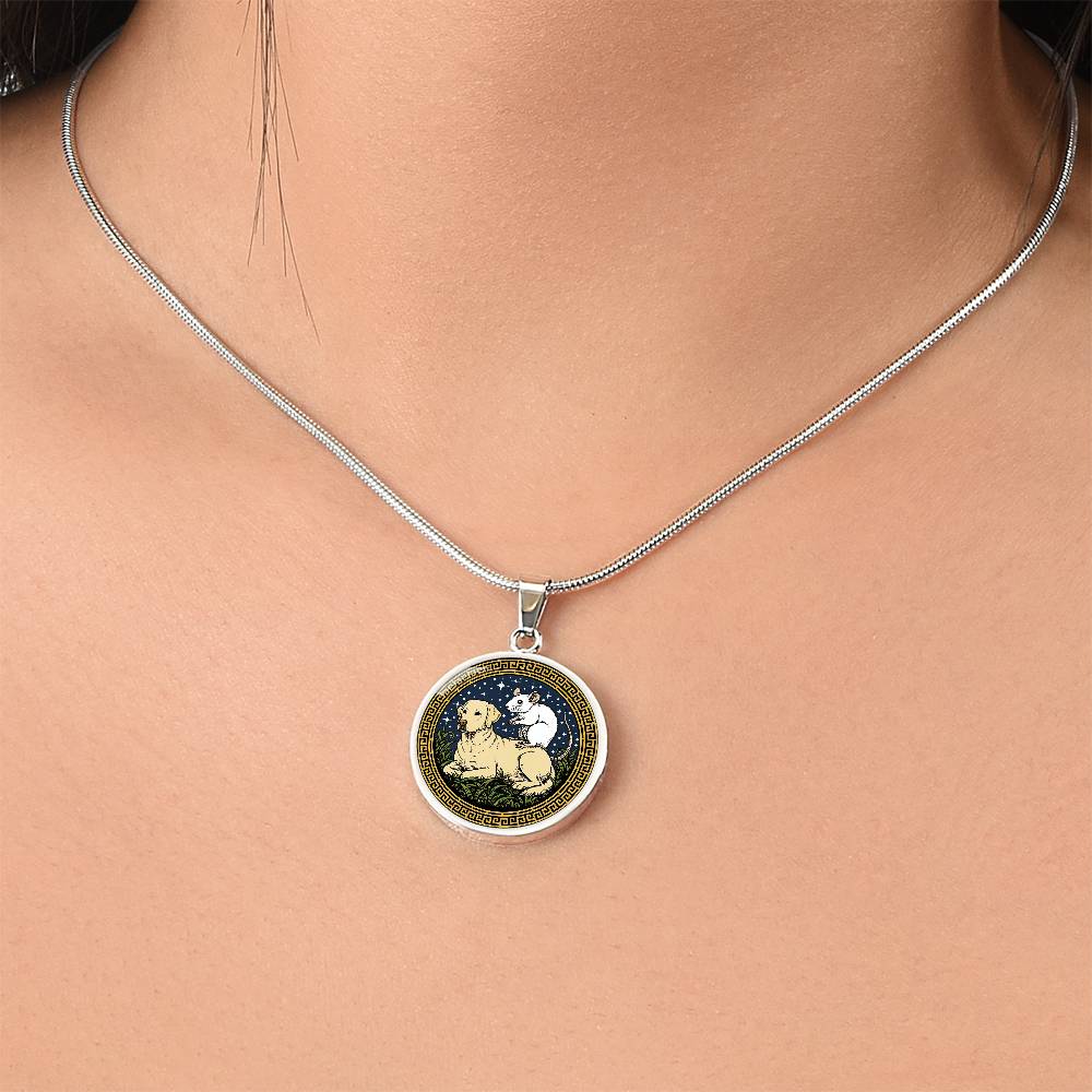 Dog and Rat Necklace - Couples Chinese Zodiac Animal Pendant Jewelry