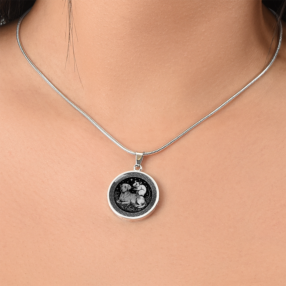 Dog and Rat Necklace - Couples Chinese Zodiac Animal Pendant Jewelry