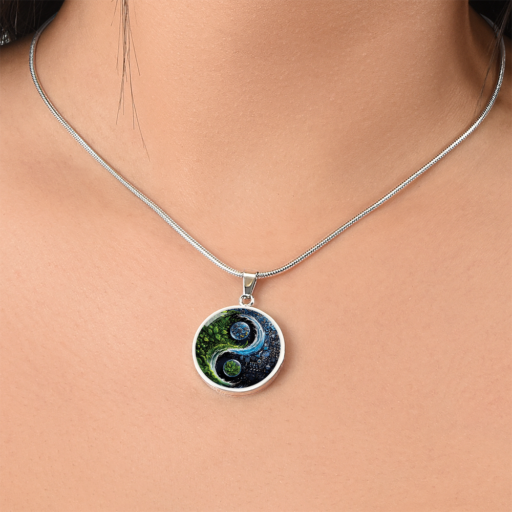 Nature & Circuit Yin Yang Pendant Necklace