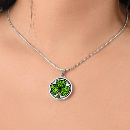 Celtic Clover Necklace, Shamrock Necklace, Four Leaf Clover Necklace, Good Luck Charm, Lucky Necklace, Saint Patricks Day Green Necklace