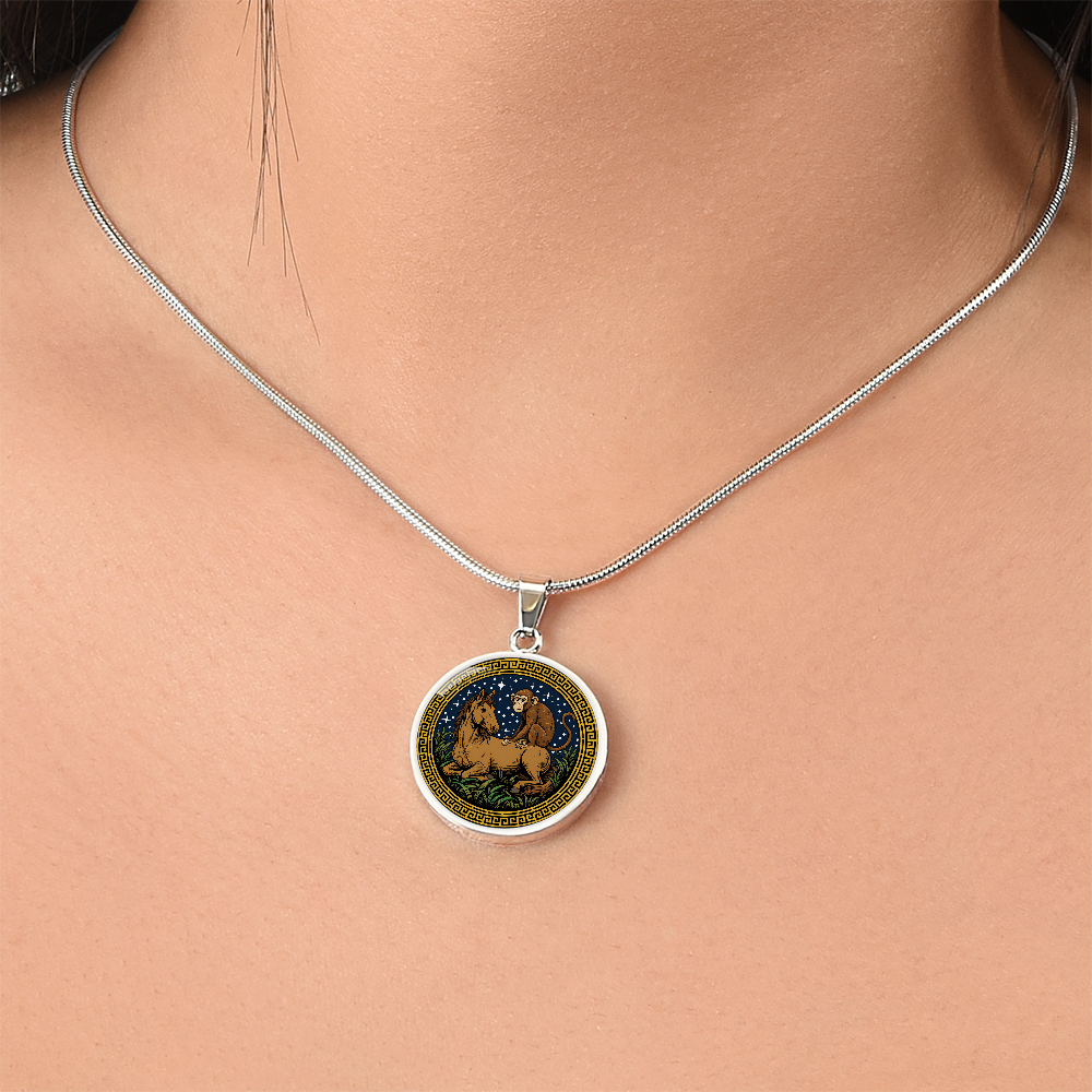 Monkey and Horse Necklace - Couples Chinese Zodiac Animal Pendant Jewelry