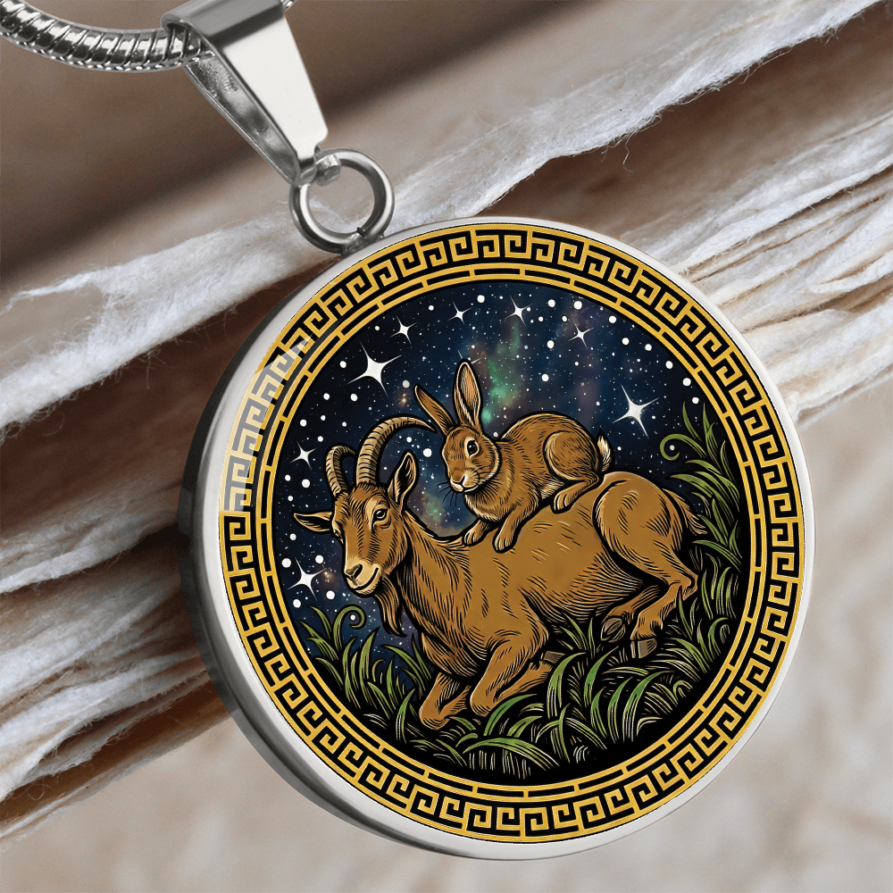 Rabbit & Goat Necklace - Couples Chinese Zodiac Animal Pendant Jewelry