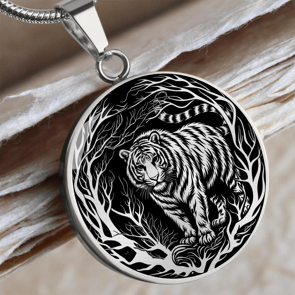 Silver Tiger Necklace - Forest Charm Pendant Jewelry