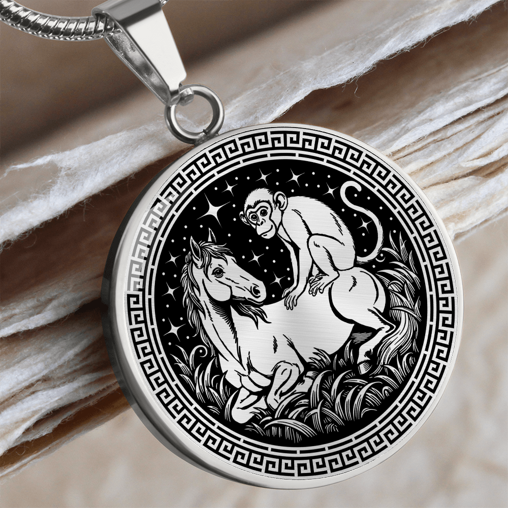 Monkey and Horse Necklace - Couples Chinese Zodiac Animal Pendant Jewelry
