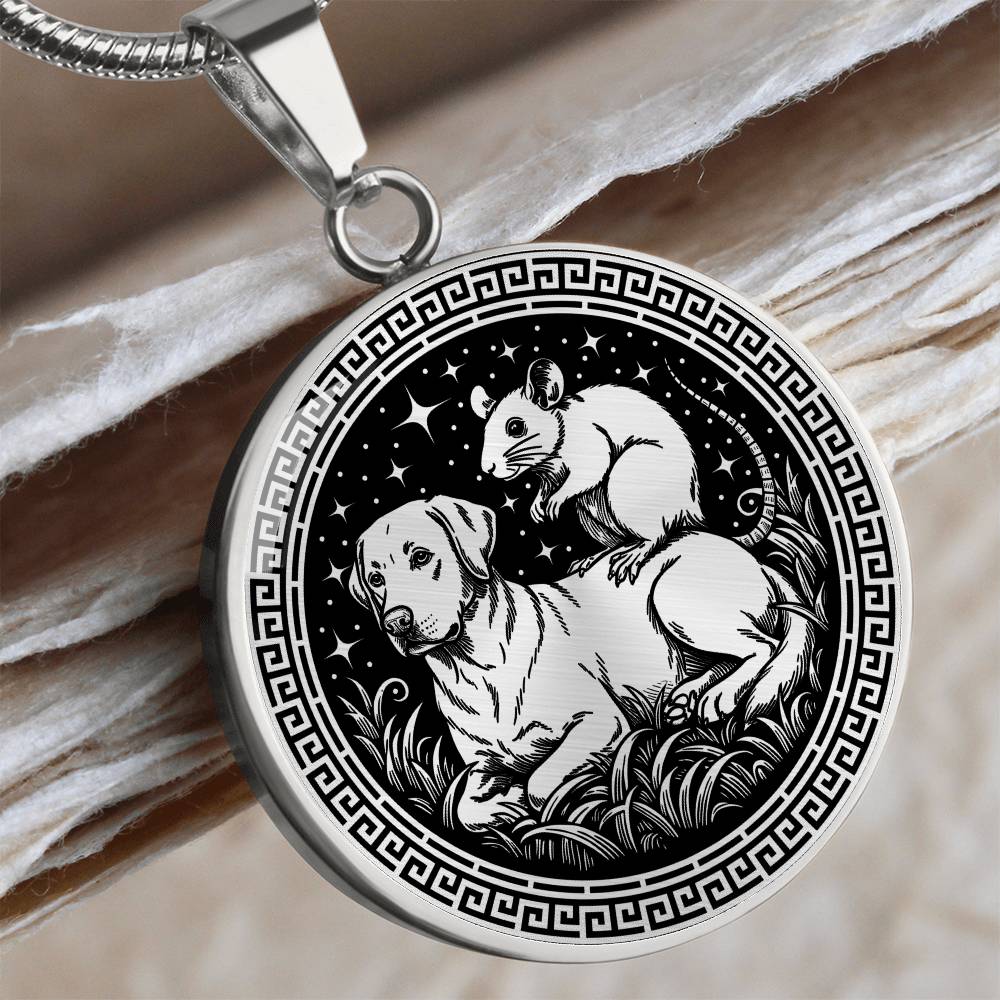Dog and Rat Necklace - Couples Chinese Zodiac Animal Pendant Jewelry