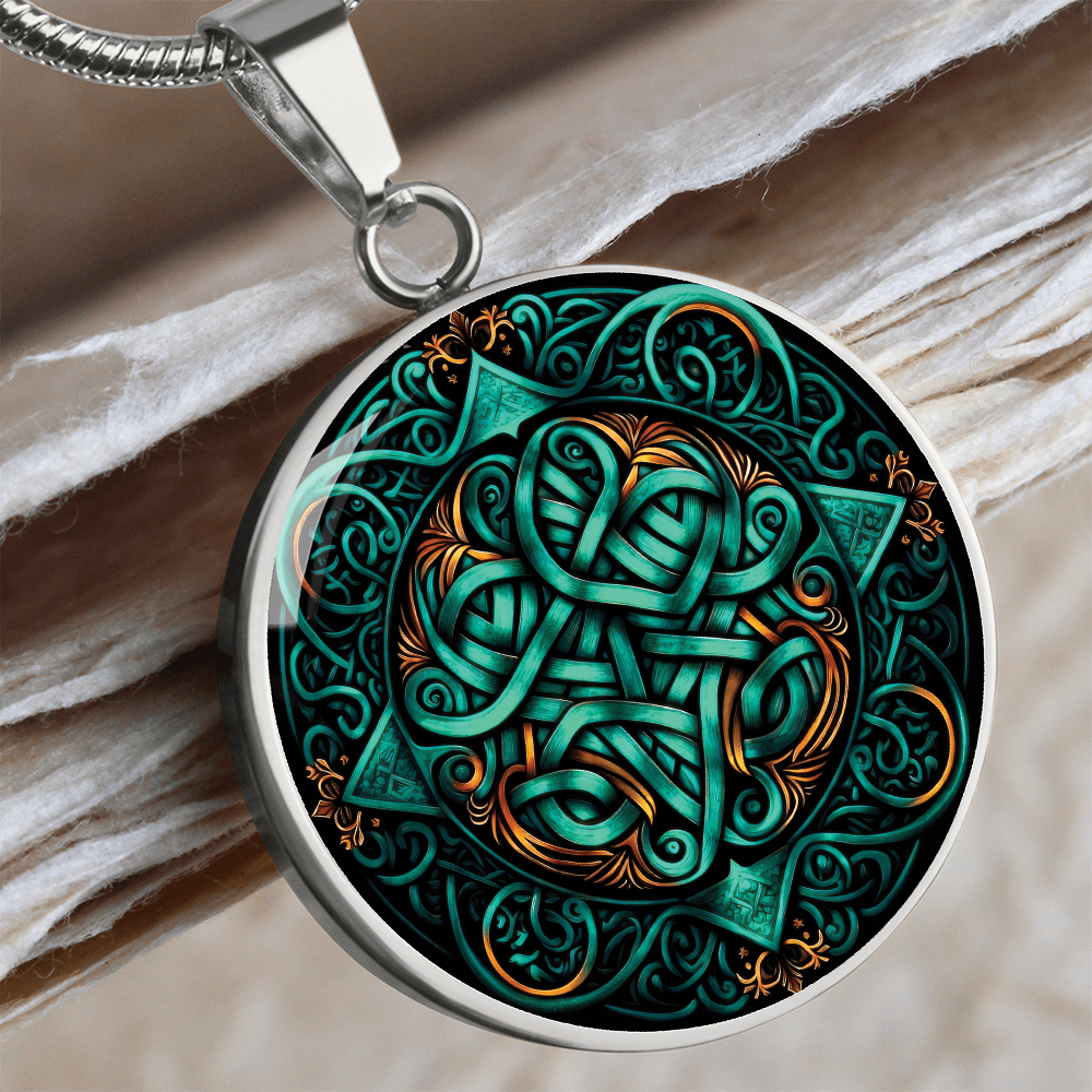 Teal Celtic Knot Necklace - Romantic Pendant Jewelry