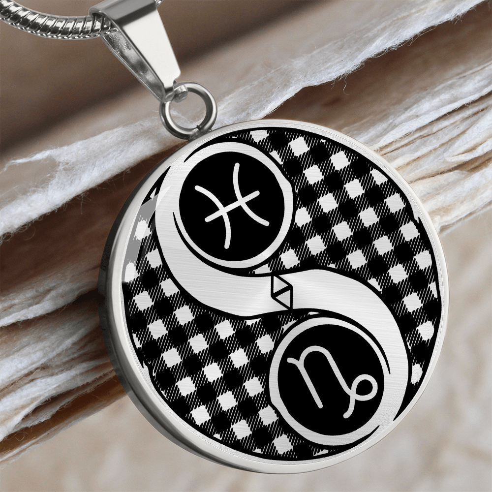Pisces & Capricorn Necklace, Yin Yang Couples Zodiac Jewelry