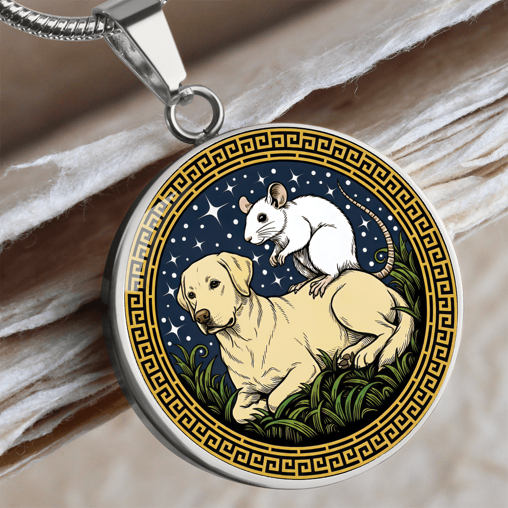Dog and Rat Necklace - Couples Chinese Zodiac Animal Pendant Jewelry