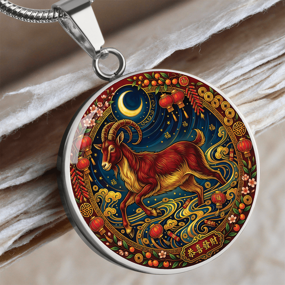 Year of The Goat Necklace - Chinese Zodiac Animal Charm Pendant Jewelry