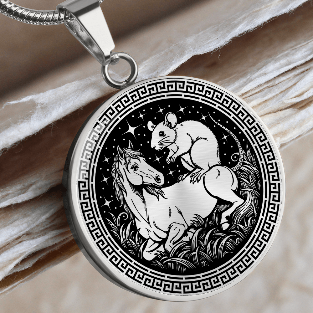 Rat and Horse Necklace - Couples Chinese Zodiac Animal Pendant Jewelry