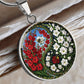 Gladiolus Yin Yang Necklace - August Birth Month Flower Pendant Jewelry